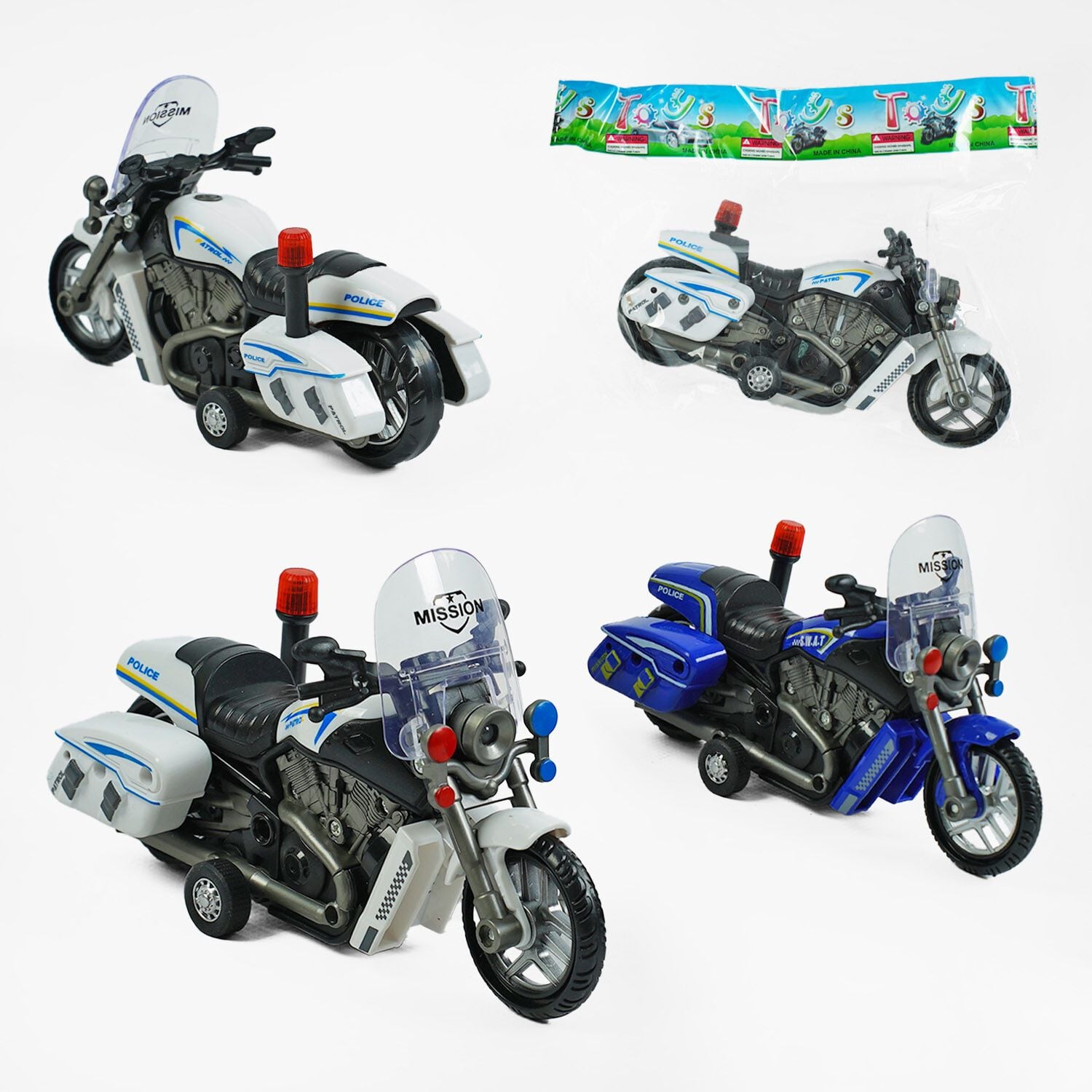 Мотоцикл інерція 16см світло звук синій в  пакеті 7728 Китай