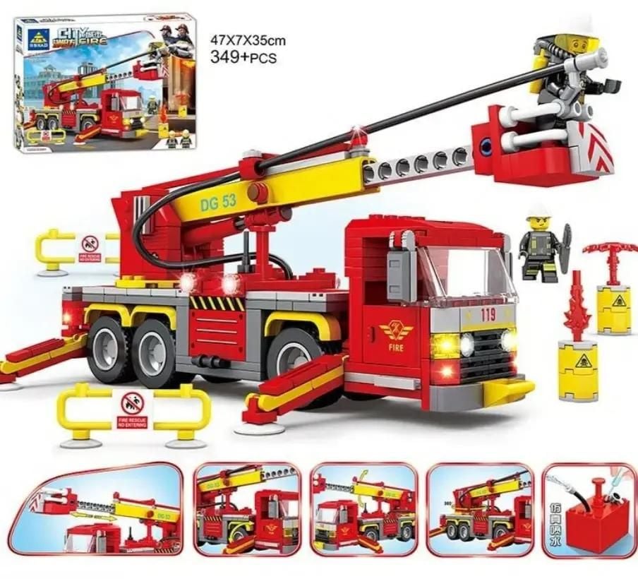Конструктор 349д Citi Пожежна машина 2 фігурки коробка 47*35*7см KY80536 kazi