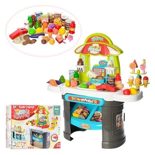 Магазин супермаркет 61ел продукти каса сканер на бат звук світло коробка 55*45*13см 008-911 Китай