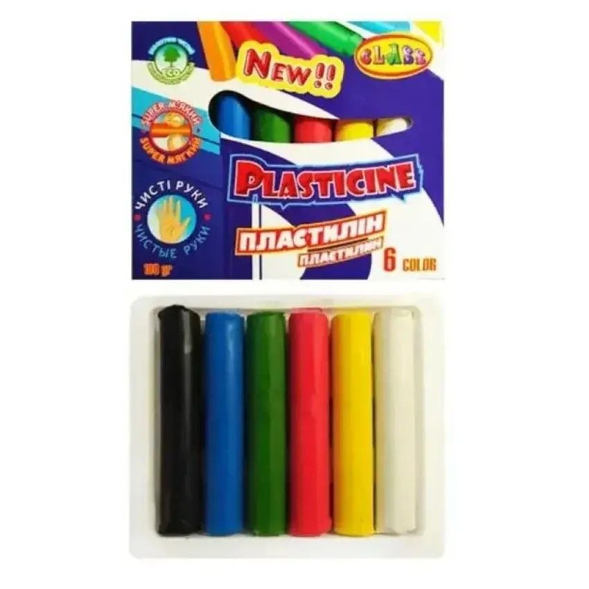 Пластилін восковий "Чисті руки" 6кол 100гр у коробці 7625C Class