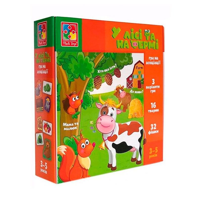 Гра-асоціації У лісі та на Фермі 3-5років коробка 17*16*4см VT1804-46 Vladi Toys