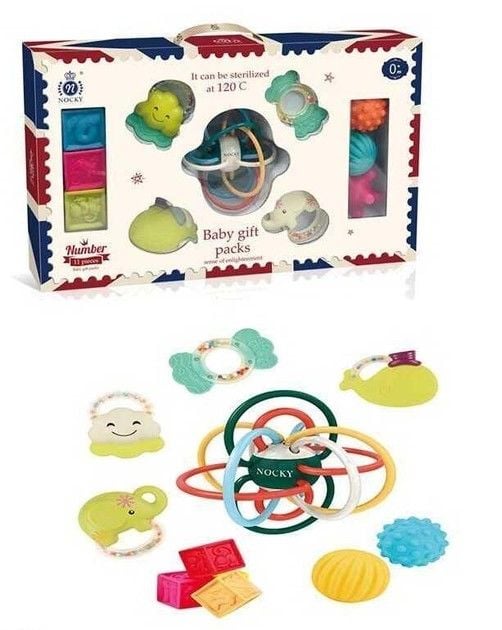 Брязкальця набір 5шт тактильні м'ячи 6шт у коробці 32*25*8см 8214 Китай