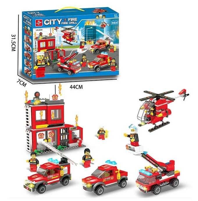 Конструктор  393д City  пожежна служба  коробка 44*30*7см LXA342 Китай