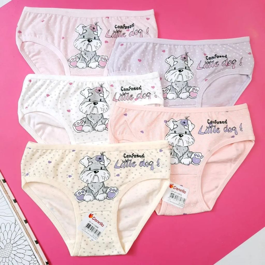 Труси для дівчинки плавками трикотаж з малюнком Собака Little Dog мікс кольорів 411290B Donella 4-5р