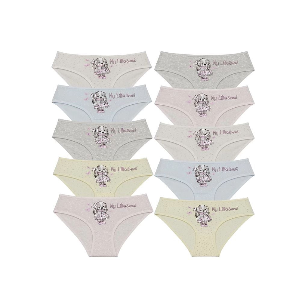 Труси для дівчинки плавками трикотаж з малюнком Собачка у сукні мікс кольорів 4/5-411323B Donella 4-5р