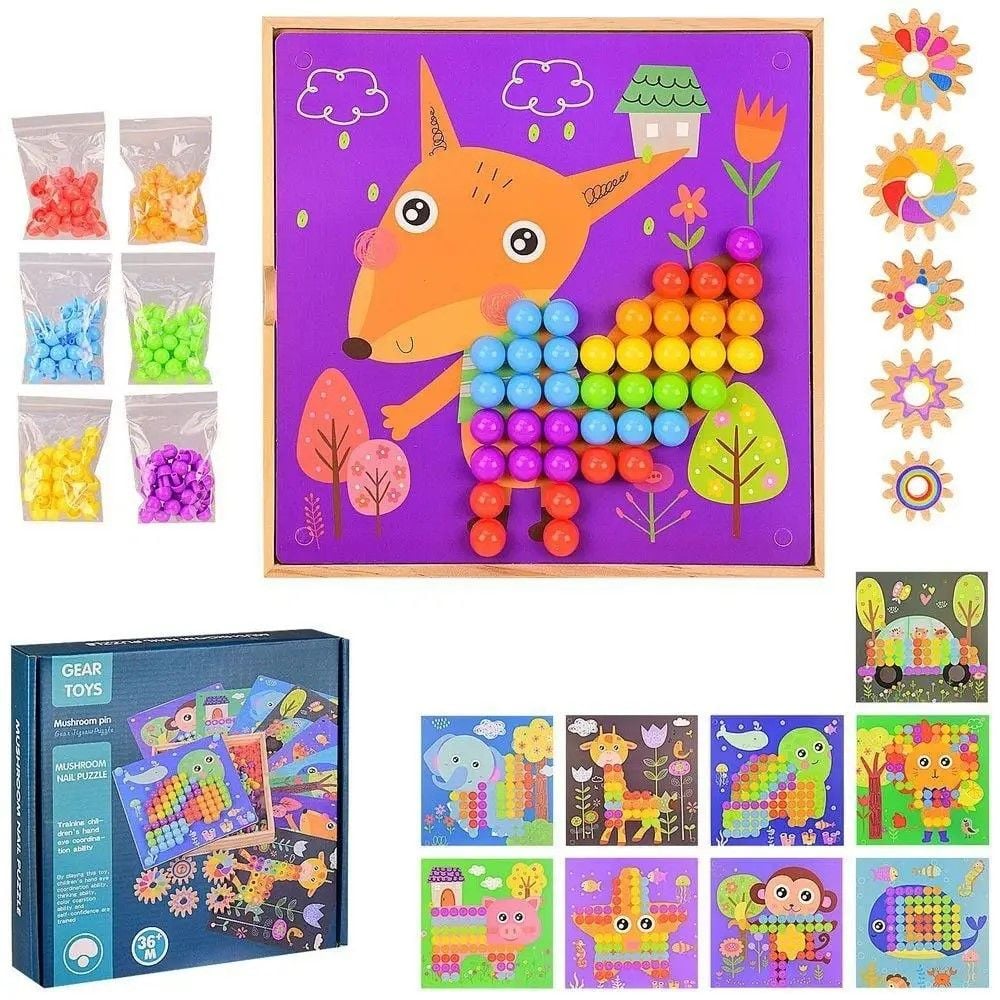 Мозаїка дерево намистини шестерні трафарети коробка 25,5*24*5,5см WD2702 Gear Toys