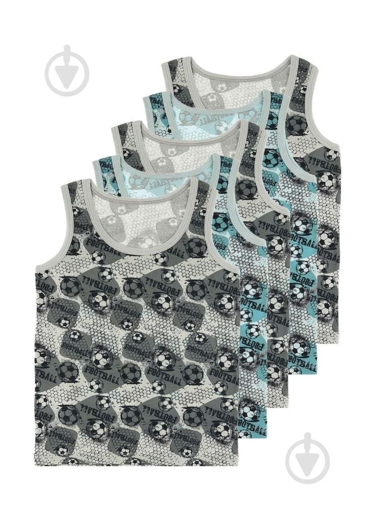 Майка для хлопчика класична трикотаж з малюнком М'яч футбольний мікс кольорів 77785 Donella 4-5р