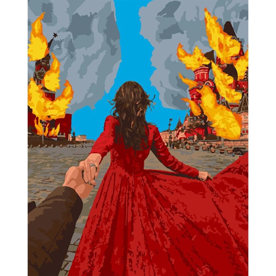 Картина по номерах 40*50см Вона палає фарби пензлики в термоплівці 10346-AC Art Craft