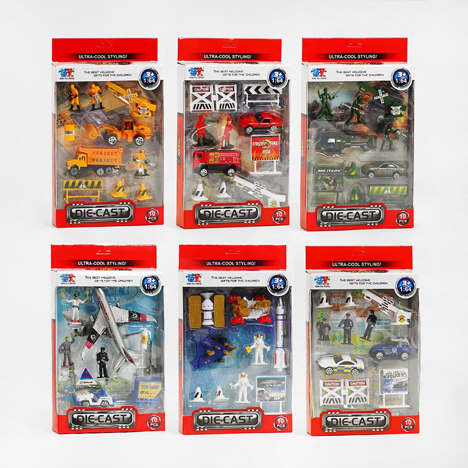 Машини набір спецтехніки 6 видів металопластик коробка 27*16*3,5см 89610 Китай