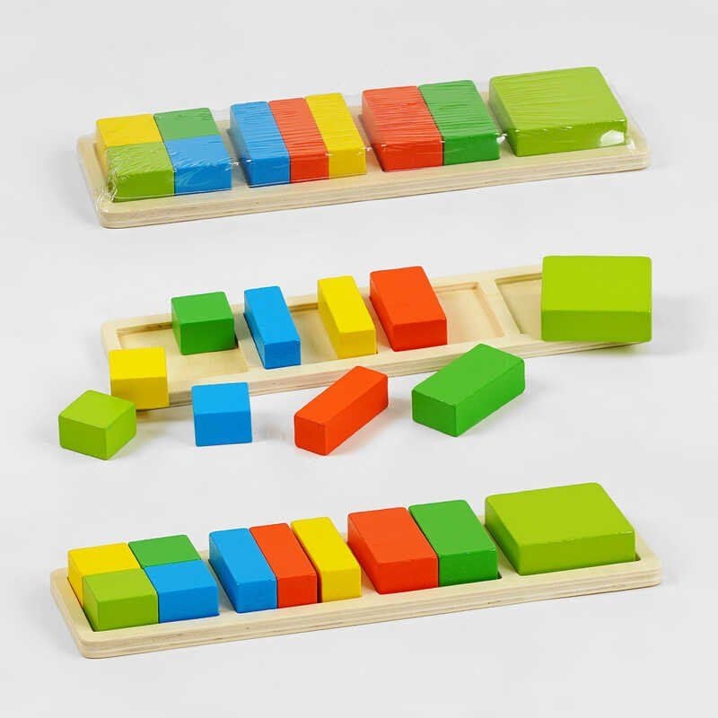 Логіка дерево квадратні фігури 10ел в плівці 29*8*1,5см C58563 Китай