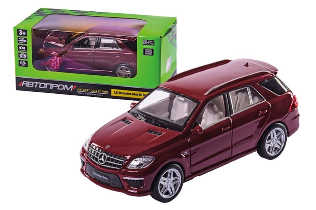 Машина металева 1:32 Mersedes-Benz ML 63 AMG світло звук відкр двері у коробці 18*9*9см 68339 Автопром