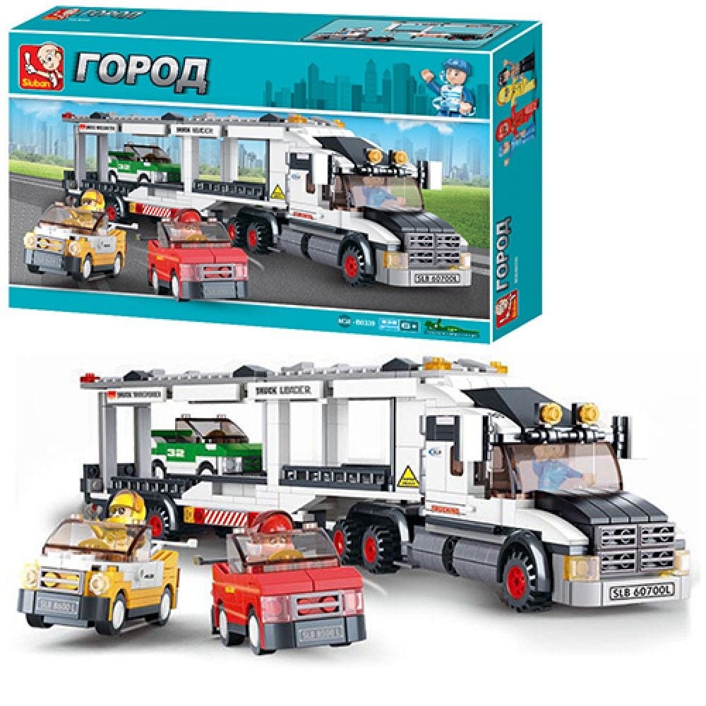 Конструктор 638дет Місто трейлер машинки 3шт фігурки вкоробці M38-B0339 sluban