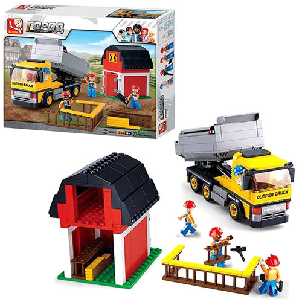 Конструктор  384д будмайданчик самоскид фігурки в коробці M38-B0552 sluban