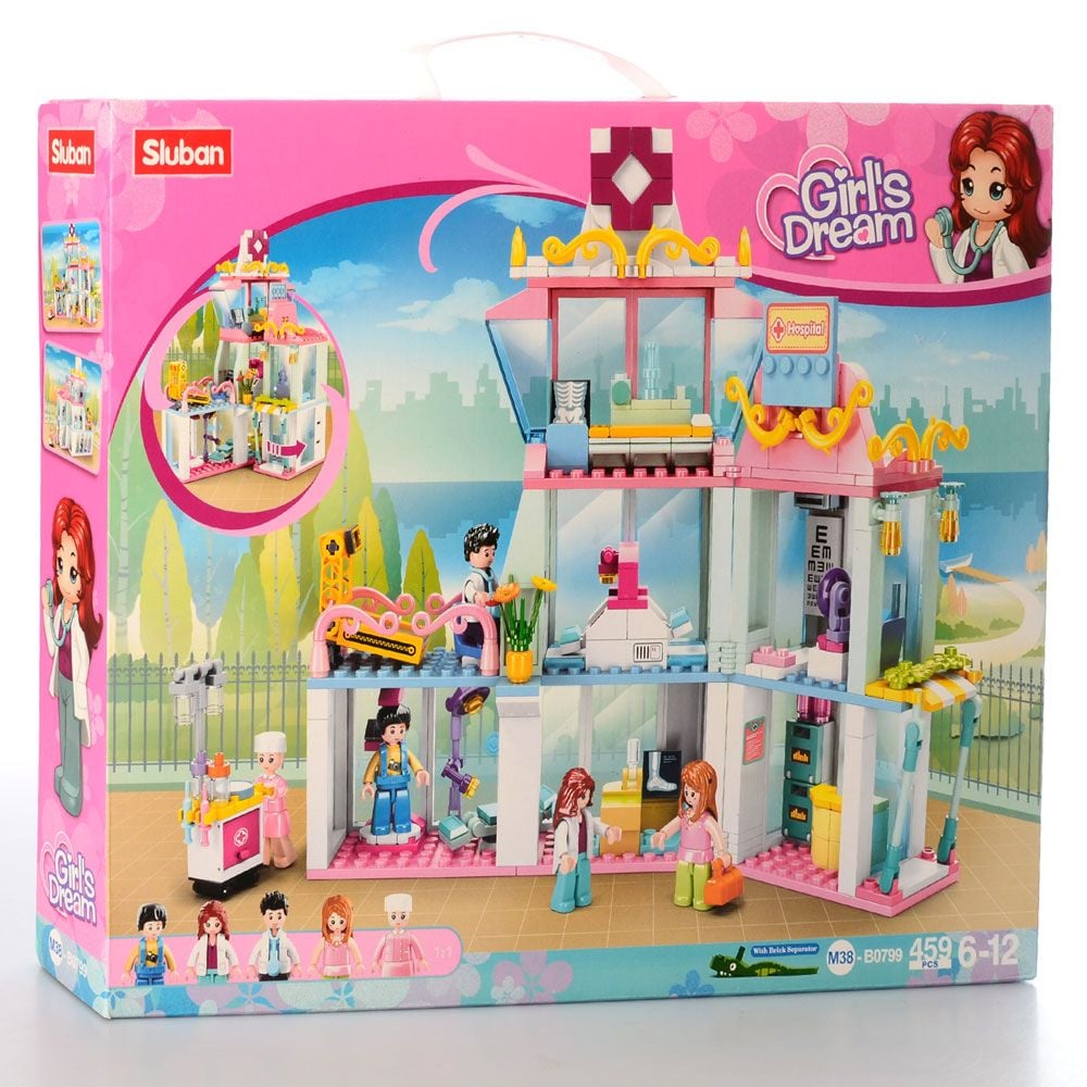 Конструктор типу лего 459д лікарня будинок 3 поверхи в коробці 42*32*6,5см M38-B0799 sluban