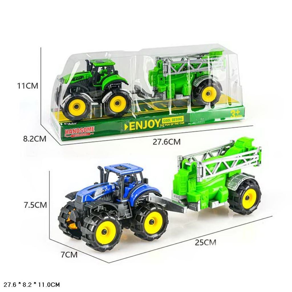 Машина пластмаса Трактор з причепом інерція у слюді 28*9*11см 9870-4A Китай