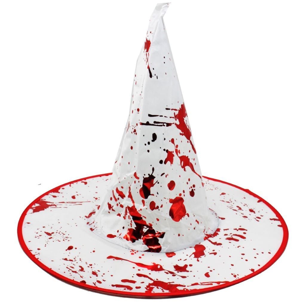 Капелюх відьми кривавий білий/чорний 3986 Китай