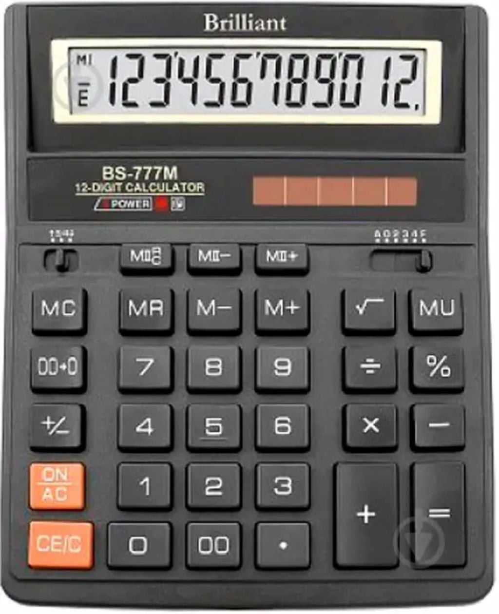 Калькулятор 12розрядів 15*12*1см чорний 2живлення у коробці 15*12*4см BS-777M Brilliant