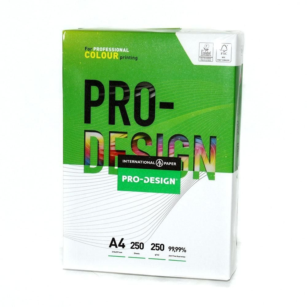 Папір A4 PRO-DESIGN 250арк вищого гатунка біла глдка 87720 Китай