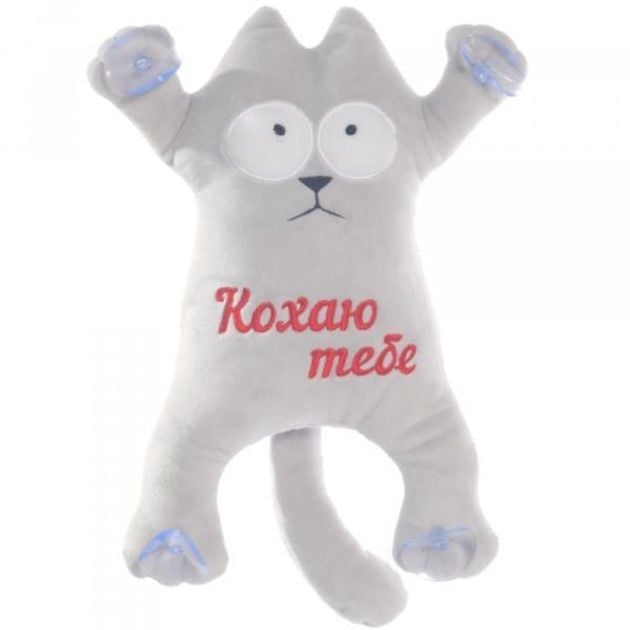 М'яка іграшка котик на присосках на  скло 34см 00284-145 копиця