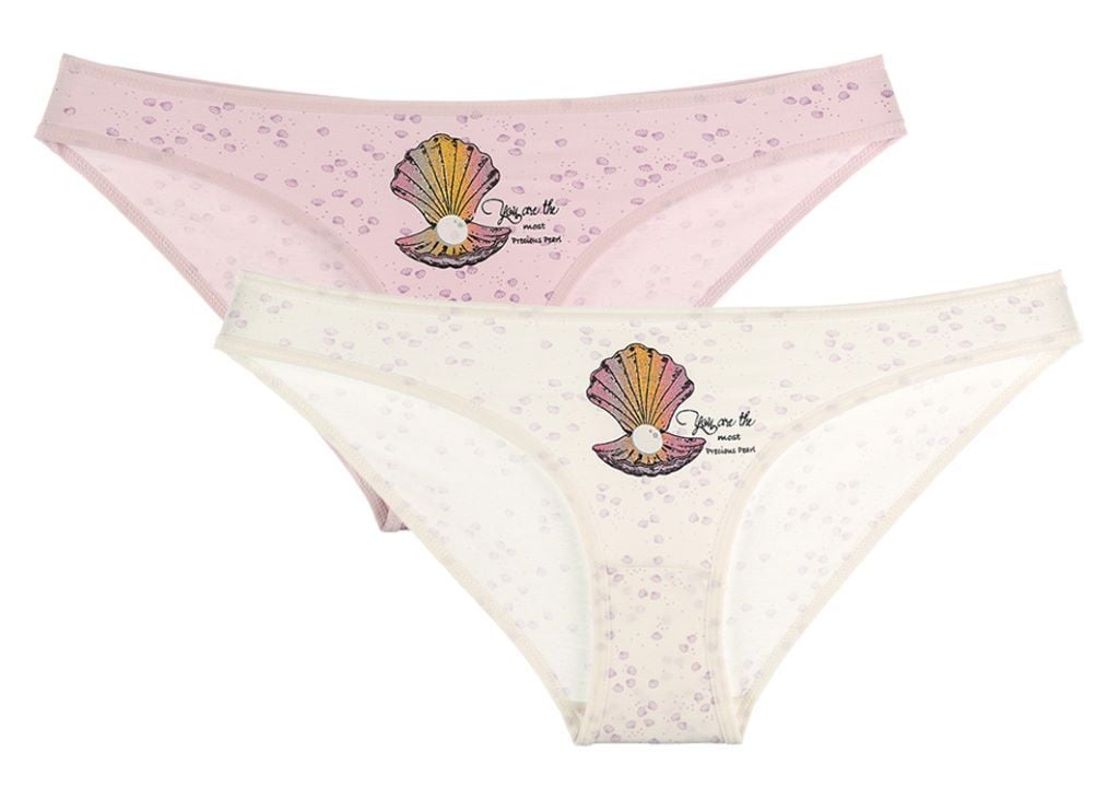 Труси для дівчинки плавками трикотаж з малюнком  Мушля з перлиною мікс кольорів 211248B Donella XXLр