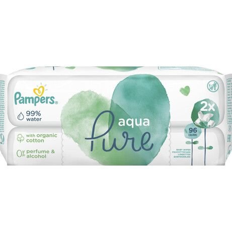 Серветки вологі 2*48шт 96шт Agua Pure 603357 Pampers