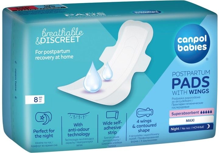Прокладки післяпологові з крильцями нічні 8шт 78/008 canpol