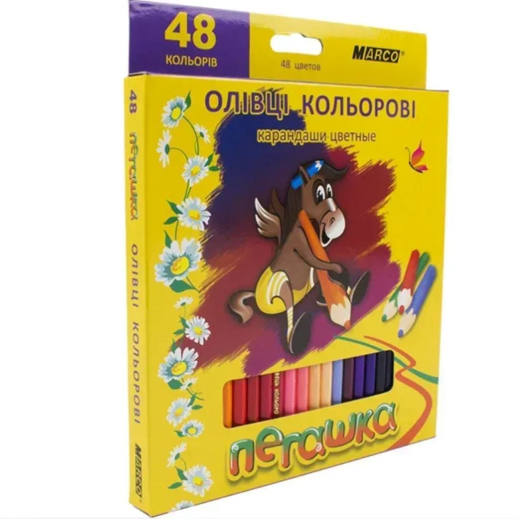 Олівці кольорові 48кол Пегашка шестигранні коробка 23*10*1,5см 1010-48CB Marco