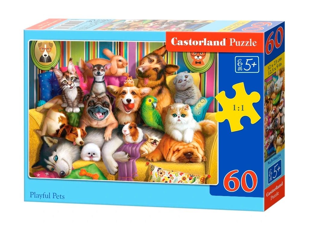 Пазли 60ел Грайливі тваринки 32*23см в коробці B-066254 castrolend