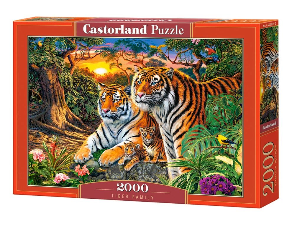 Пазли 2000ел Родина тигрів 92*68см в коробці 38*27*5см C-200825 Castorlend