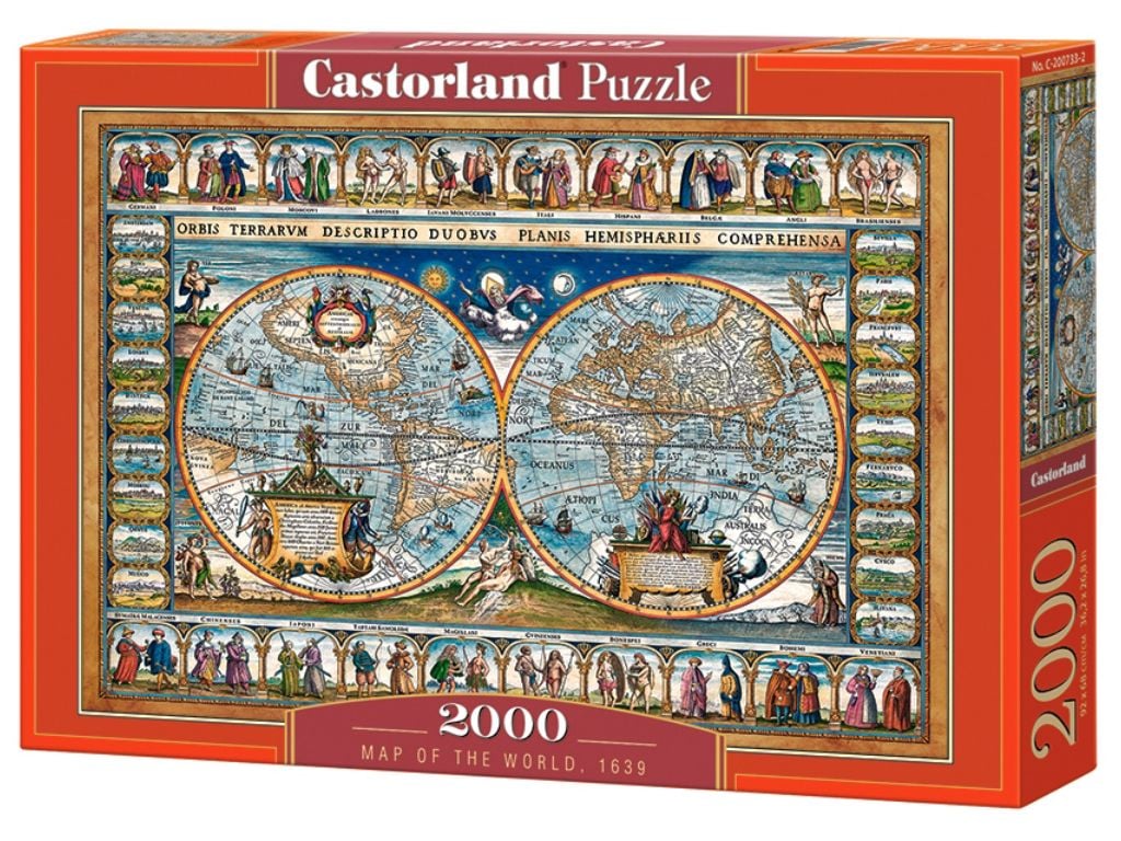 Пазли 2000ел Мапа Миру 92*68см в коробці 38*27*5см C-200733 Castorlend