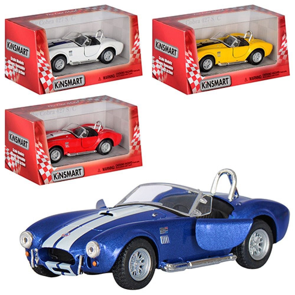 Машина металева  1965 SHELBY COBRA 427 S/C відкрив двері рез колеса коробка 16*8*7,5см KT5322W kinsmart