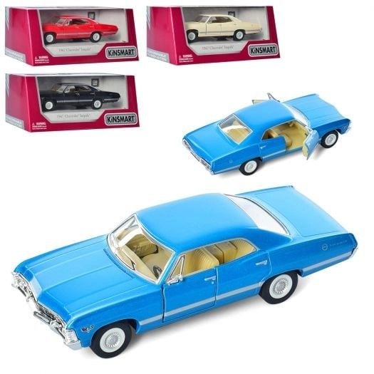 Машина металева 1967 Chevrolet Impala інерція двері відчин гум колеса в коробці 16*8*7см КТ5418W kinsmart