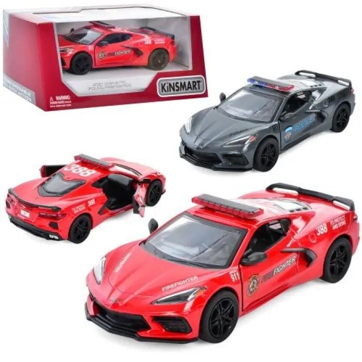 Машина металева 2021 CORVETTE поліція двері відч інерція гум колеса в коробці 16*8*7см KT5432WPR kinsmart