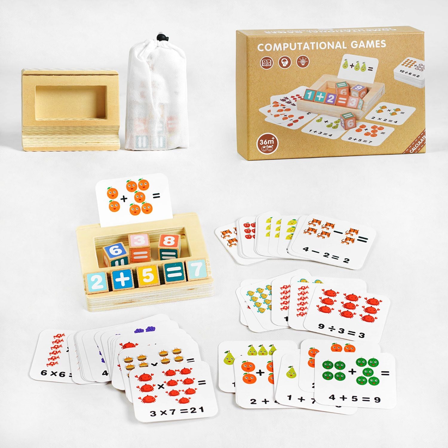 Гра математична картки з прикладами кубики  коробка 21*14*6,5см C60437 Китай