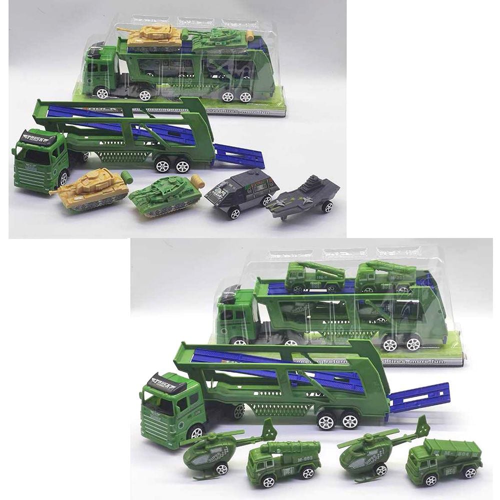 Машинка трейлер  військовий  інерція 4шт 2види блістер 32*13*6,5см MR892-34-36 Китай