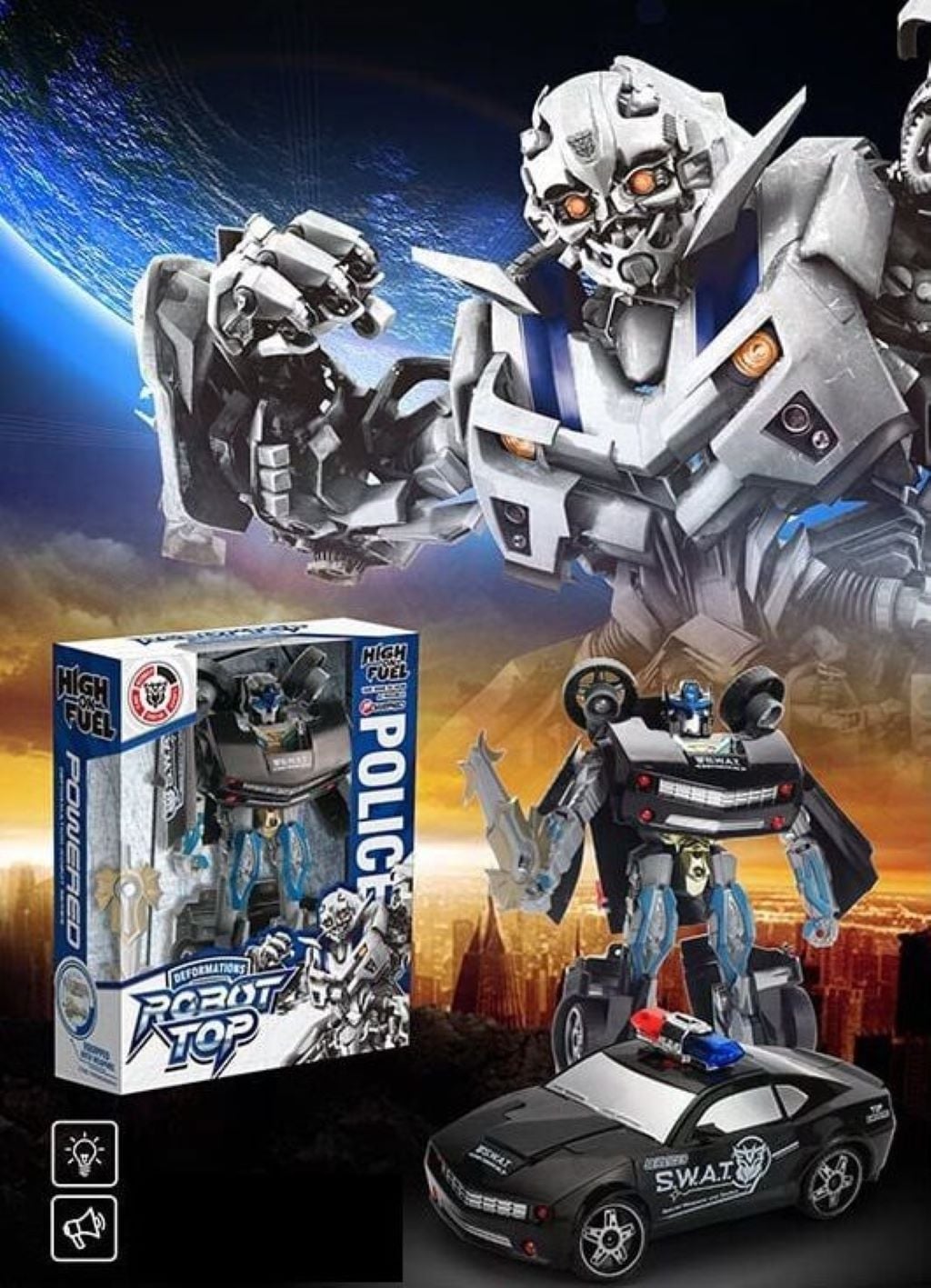 Трансформер robot Tor підсвітка звук у коробці 29*24*8,5см 7789 Китай