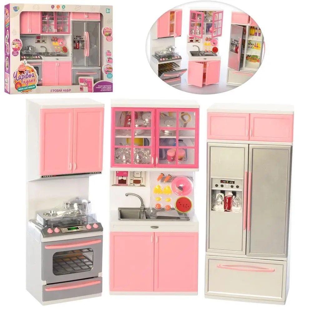 Кухня для ляльки мийка з краном та посудом батар коробка 29*29*10см HG3022 Китай