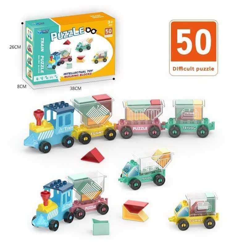 Конструктор потяг логіка книжка з завданнями 5 рівнів складності коробка 37,5*26*7,5см 92810 YIKITA