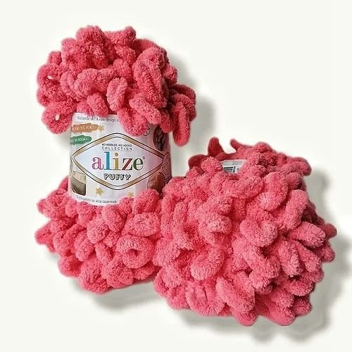 Пряжа Alize Puffy 100г 9м кораловий №619 мікрополіестр 100% 737320 Туречинна