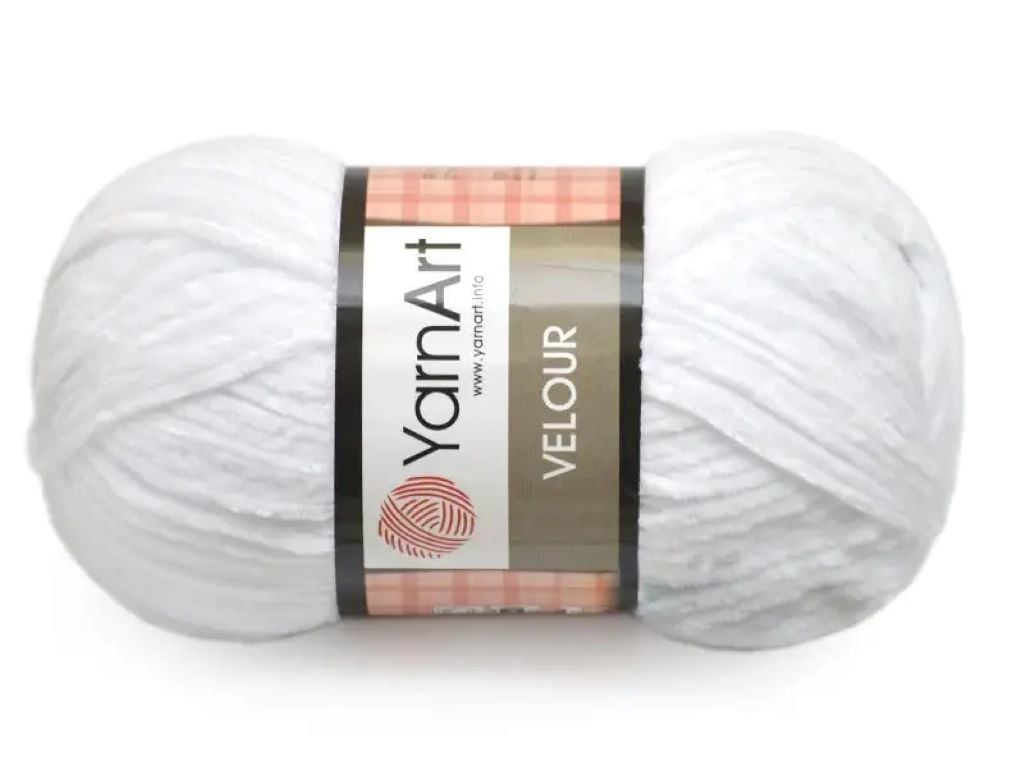 Пряжа YarnArt 100гр велюр білий №840 100% мікрополієстр 239 Туречинна
