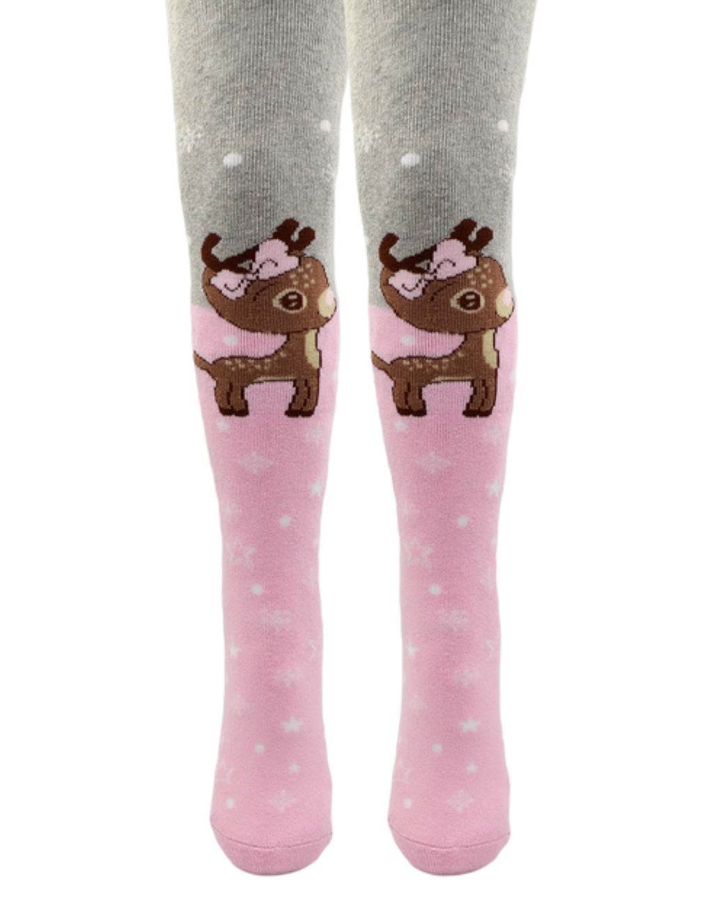 Колготки дитячі махра з малюнком Оленятко сірий з рожевим 707SK071 StarKids 92-98р