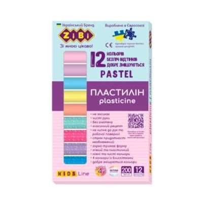 Пластилін 12кол 4 з блискітками пастель 200г коробка ZB6240 zibi