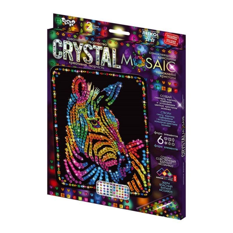 Блискуча мозаїка Crystal Mosaic Зебра у коробці CRM-02-08 Danko toys