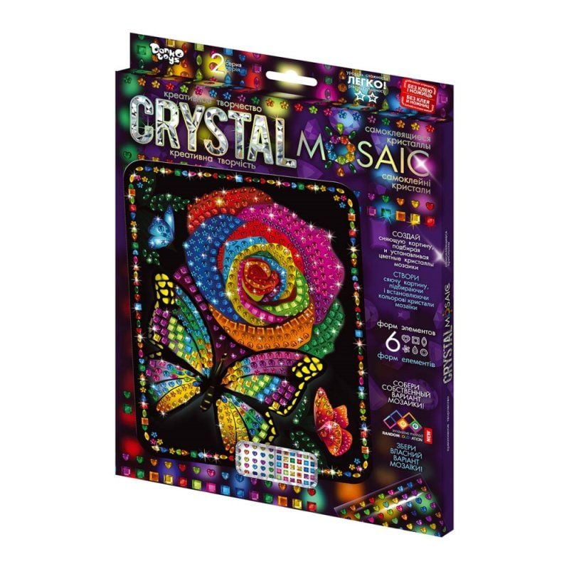 Блискуча мозаїка троянда Crystal Mosaic коробка CRM-02-07 danko toys