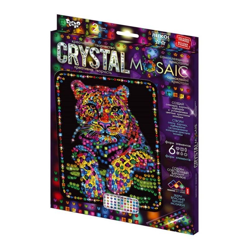 Блискуча мозаїка Тигр Crystal Mosaic коробка CRM-02-03 danko toys