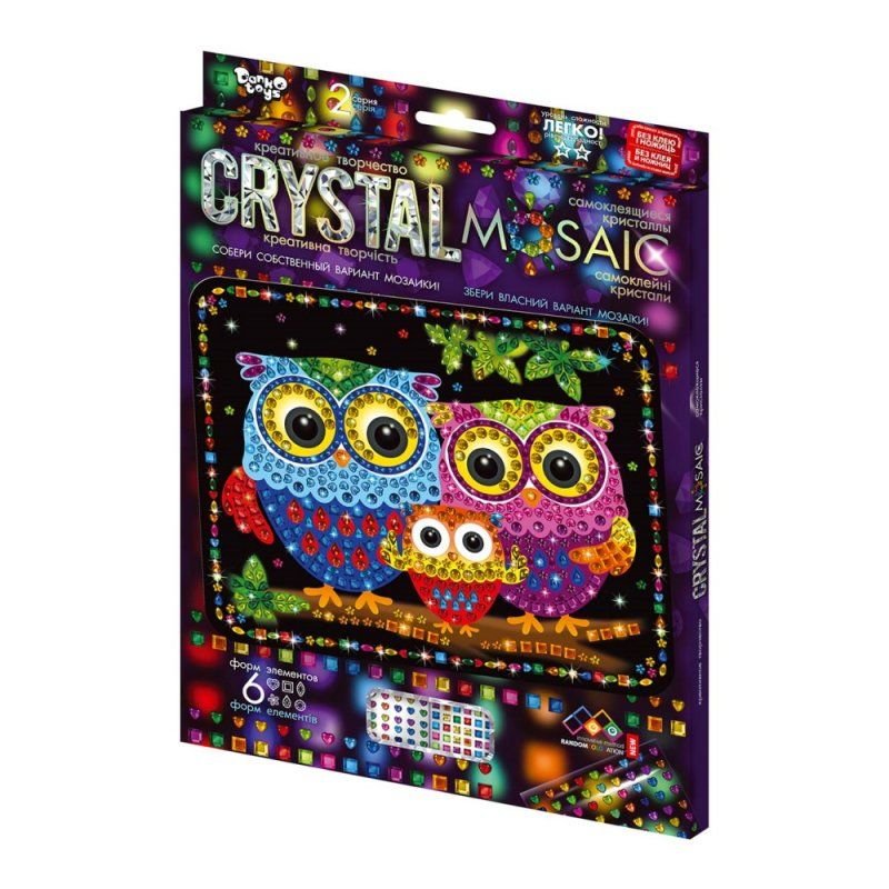 Блискуча мозаїка родина Сов Crystal Mosaic коробка CRM-02-10 danko toys