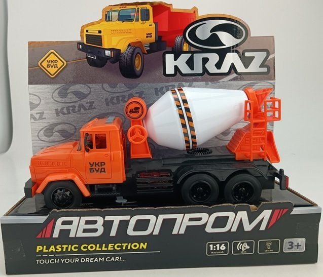 Машина Будівельна техника Краз 1:16 світло звук на батар у коробці 33*19*12см KR-2202-11C Автопром