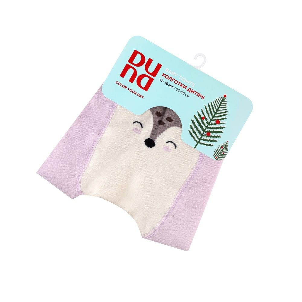 Колготи махра з клином під памперс меланж з малюнком Оленя рожеві 4944 Duna 68-74р