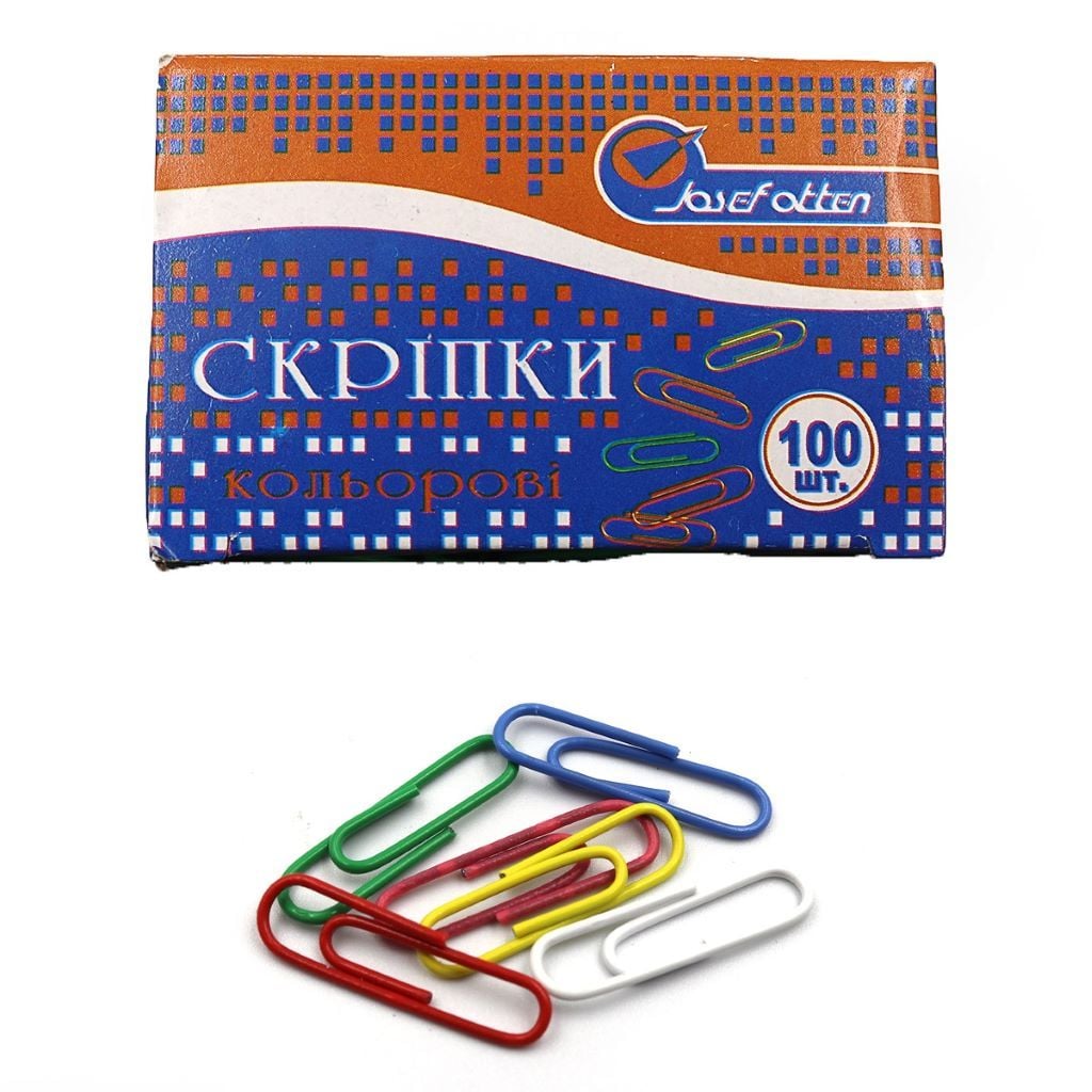 Скріпки канцелярські 28мм кольорові  208ZH Josefotten