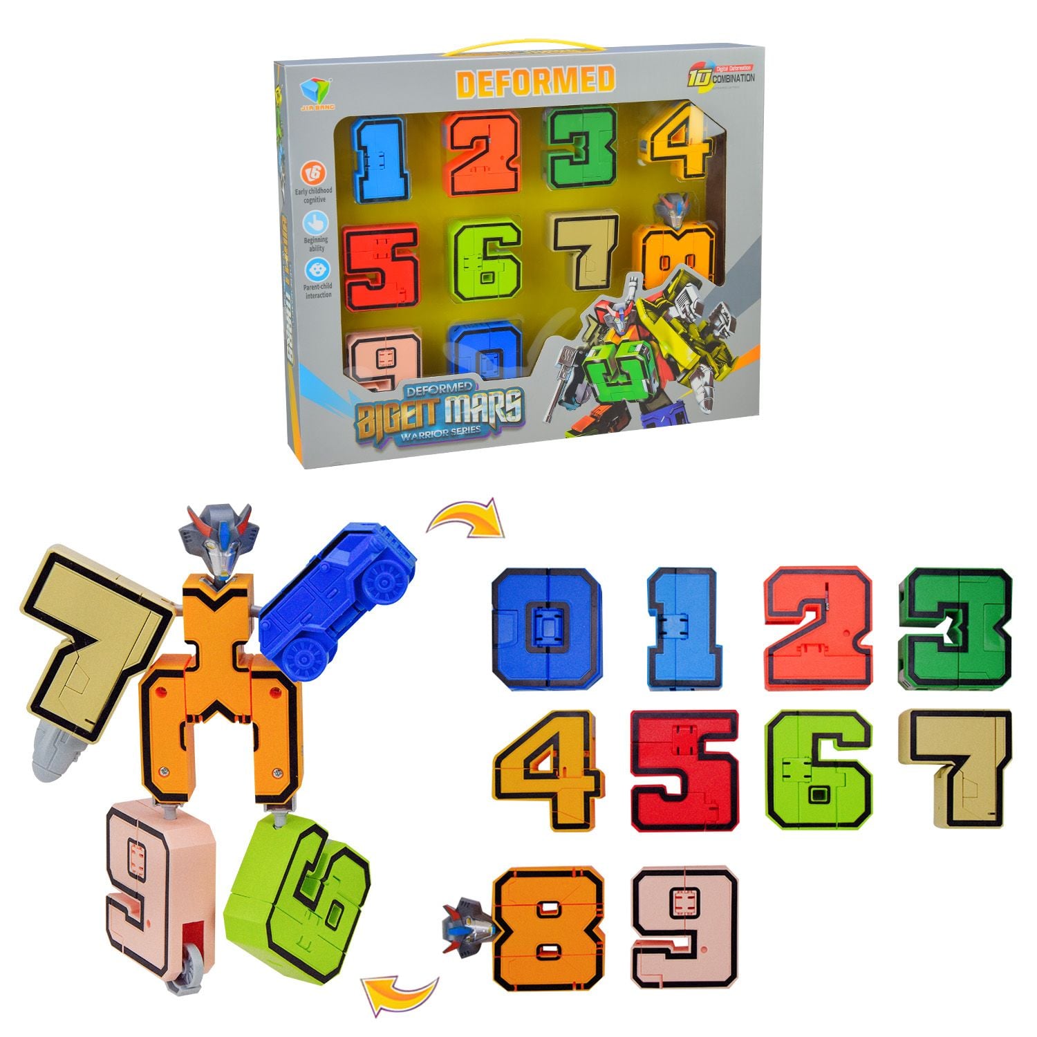 Трансформер цифри 12в1  Deformed коробка 35*28*6см 788-74Y Китай